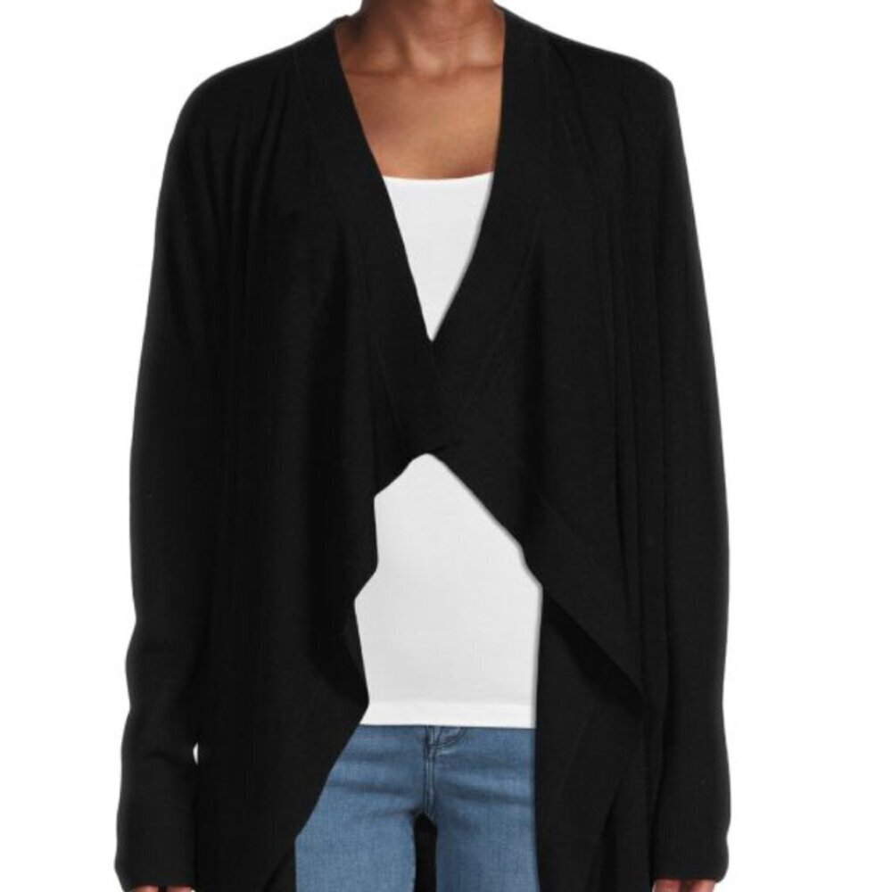 Theory Women's Size Medium Black 100% Wool Winxie Loryelle Open Front Cardigan